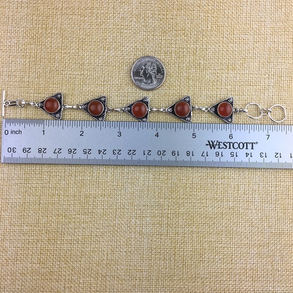 New Carnelian Stone Silver Overlay Bracelet Size 6 1/2 & 7 1/4 - Picture 5 of 8